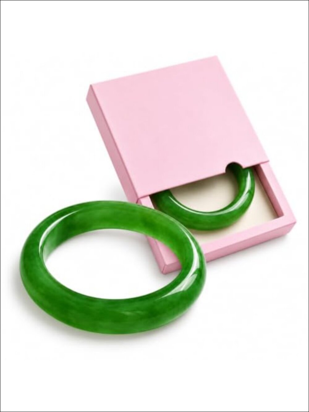 Jade Bangle Bracelet for Women Smooth Faux Jade Good Luck Gift Box